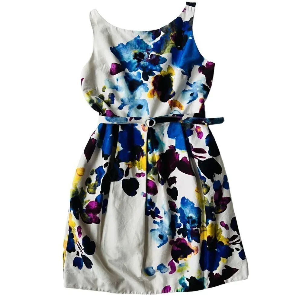 Eliza J Fit and Flare Sleeveless Multicolor Floral Spring Garden Party Dress 14